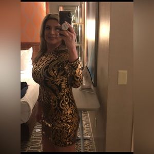 Black and gold cocktail dress